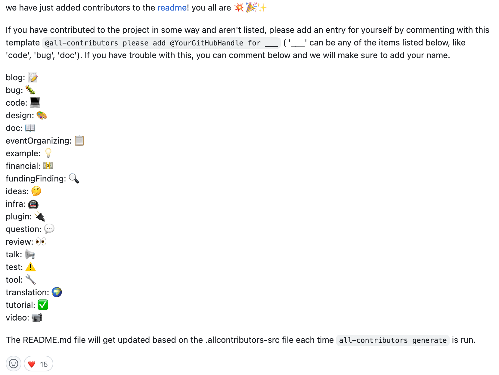 A Github post outlining different ways to contribute to an open source project.